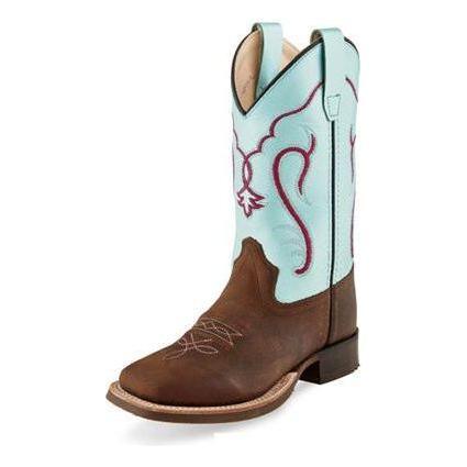 Kid's Old West Brown Cowhide Boots BSC1909 - Crazy House Western Wear