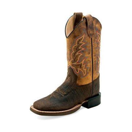 Kid's Old West Brown Natural Cowhide Boot BSC1955 - Crazy House Western Wear