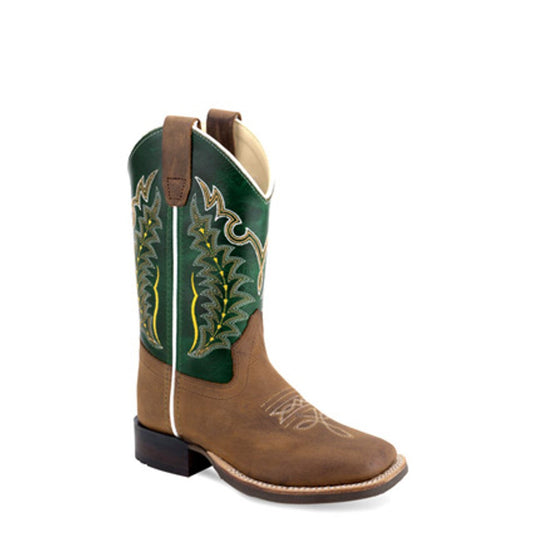 Youth Old West Green and Brown Cowboy Boots BSY2003