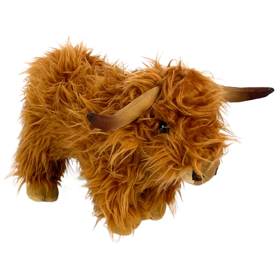 stuffed cow toy with white background