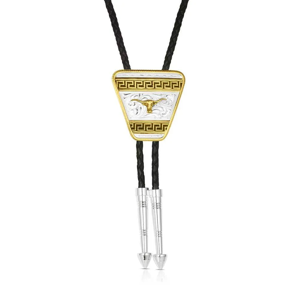Montana Silversmiths Honor and Grit Bolo Tie with Longhorn BT6169-384S