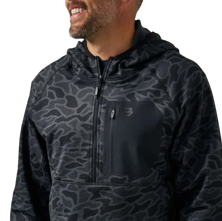 Burlebo Men's Black Camo Blaze Tech Quarter Zip BTQZ-BLKC