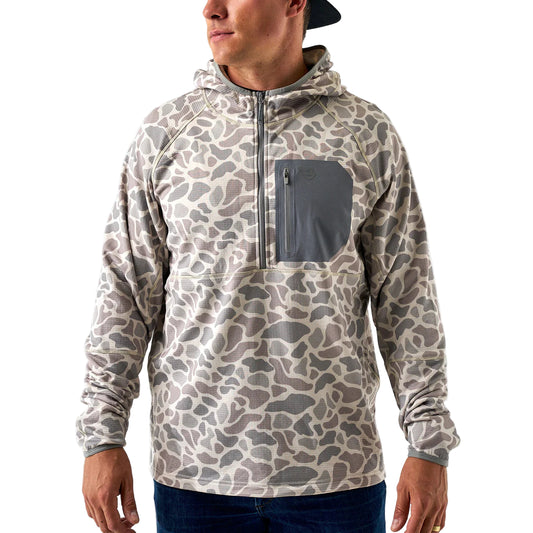Men's Burlebo Classic Deer Camo Blaze Tech Quarter Zip