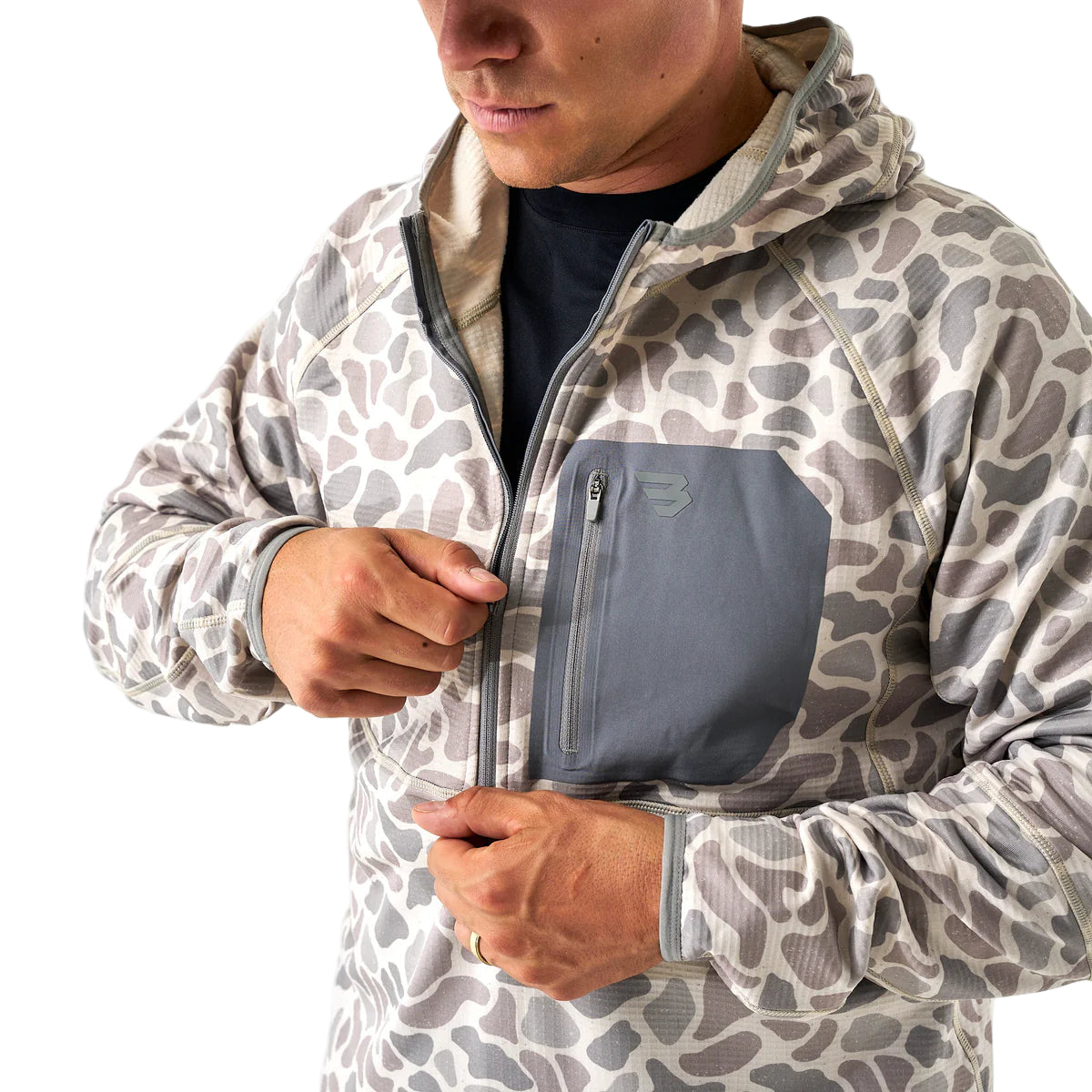 Men's Burlebo Classic Deer Camo Blaze Tech Quarter Zip