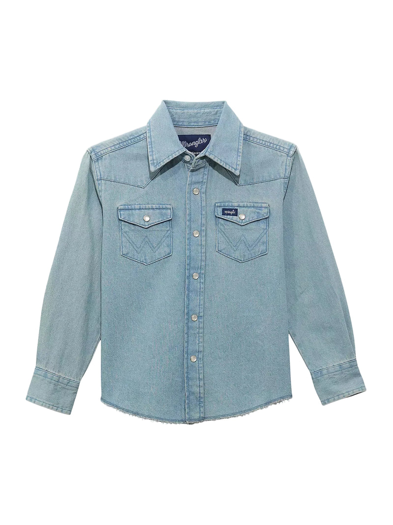 Boy's Wrangler Denim Cowboy Cut Western Snap Shirt 10BW1251B