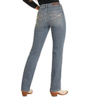 Women's Rock and Roll Mid Rise Curve Stitch Modest Bootcut Jeans BW1MD05310 - Crazy House Western Wear