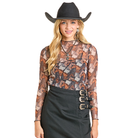 Women's Rock and Roll Horse Print Mesh Top BW22T07474 - Crazy House Western Wear