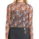 Women's Rock and Roll Horse Print Mesh Top BW22T07474 - Crazy House Western Wear