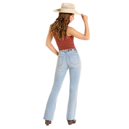 Women's Rock & Roll Distress High Rise Boot Cut Jeans BW4HD06388 - Crazy House Western Wear