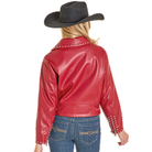 Women's Rock and Roll Denim Red Pleather Studded Jacket BW92C07795