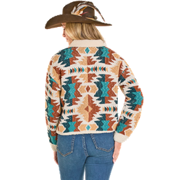 Women's Rock and Roll Sweater Cardigan with Sherpa BW95T07765