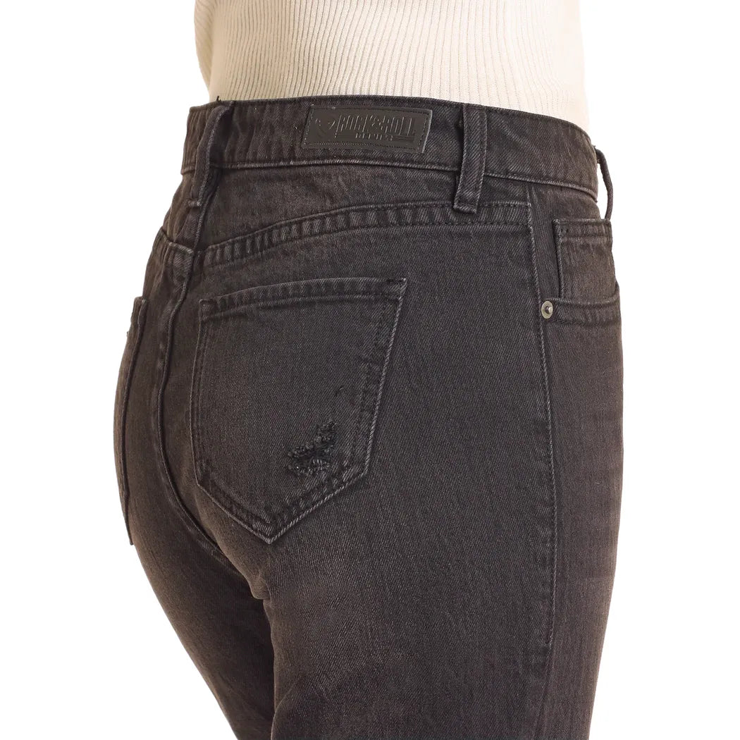 Women's Rock and Roll High Rise Black Distressed Cropped Jeans BW9HD04795 - Crazy House Western Wear