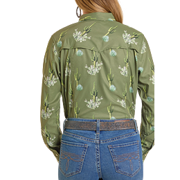 Women's Rock and Roll Tek Cactus Print Snap Shirt BWN2S07176 - Crazy House Western Wear