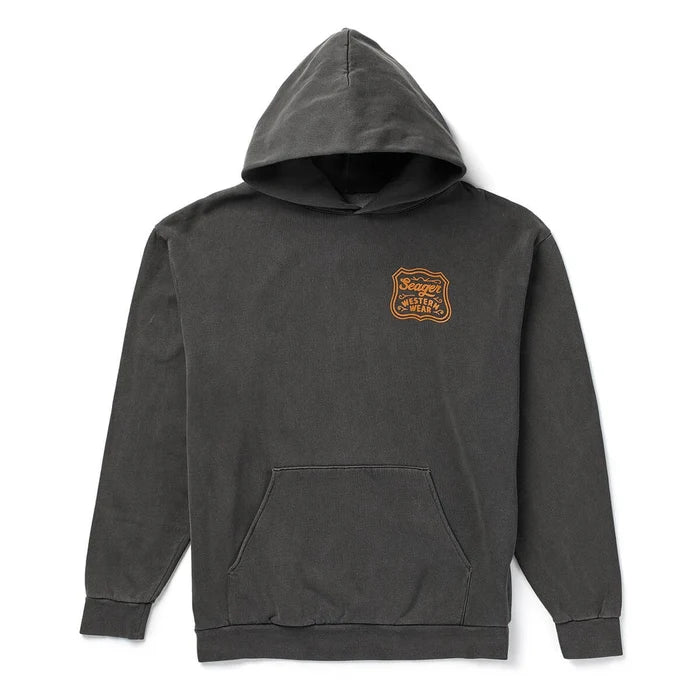 Seager Men's Pigment Black Badge Premium Hoodie MFSU26PBDGEPBLK