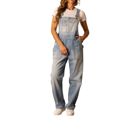 Women's Kimes Ranch Striped Denim Overalls 