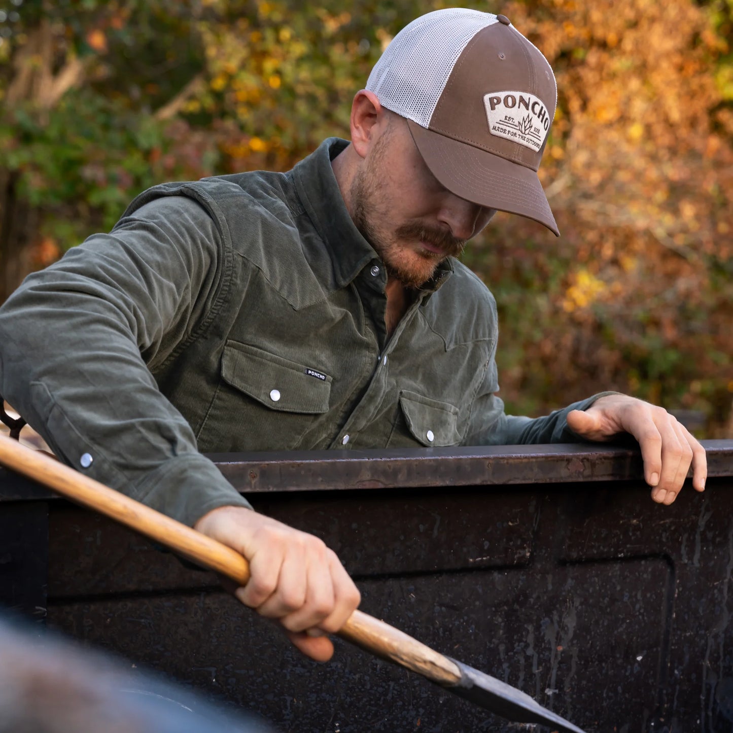 Men's Poncho Brown Agave Cap