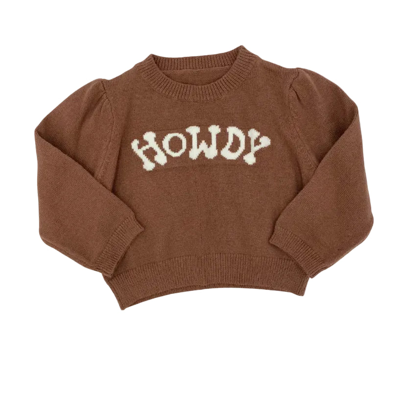 Girl's Twisted Filly Brown Puff Howdy Sweater 
