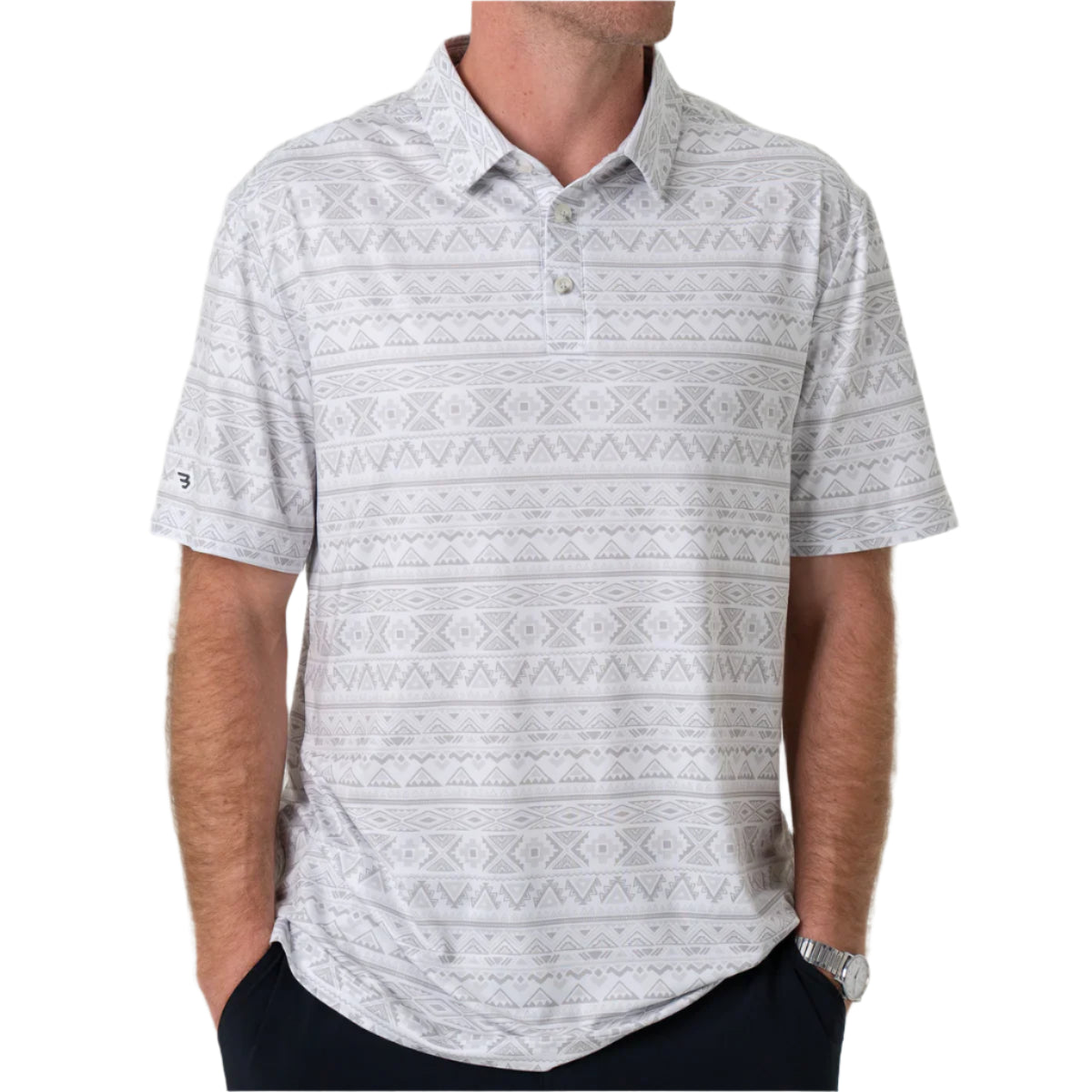 Men's Burlebo Performance Polo - Grey Aztec PP-GAZ - Crazy House Western Wear