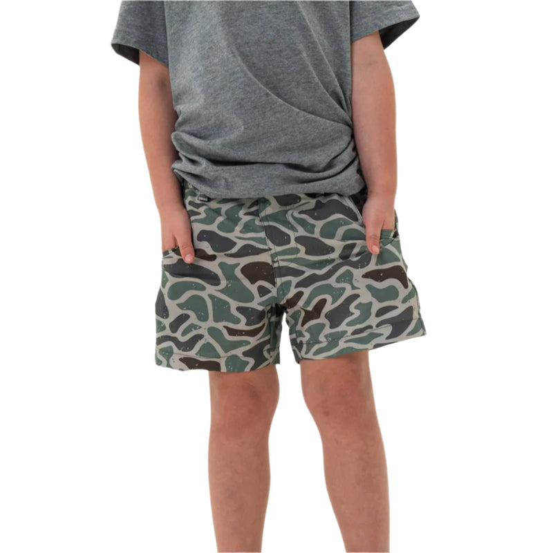 Boy's Burlebo Everyday Short - Retro Duck Camo - Grey Pocket Y-ES-RDC - Crazy House Western Wear