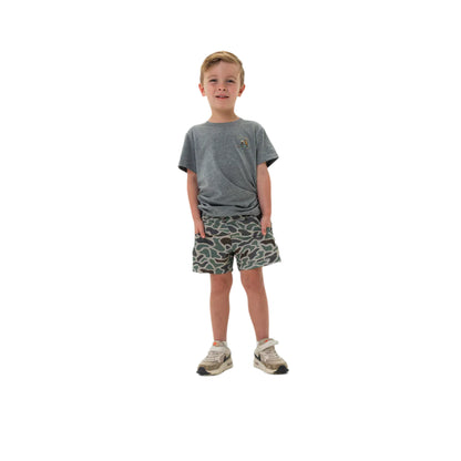 Boy's Burlebo Everyday Short - Retro Duck Camo - Grey Pocket Y-ES-RDC - Crazy House Western Wear