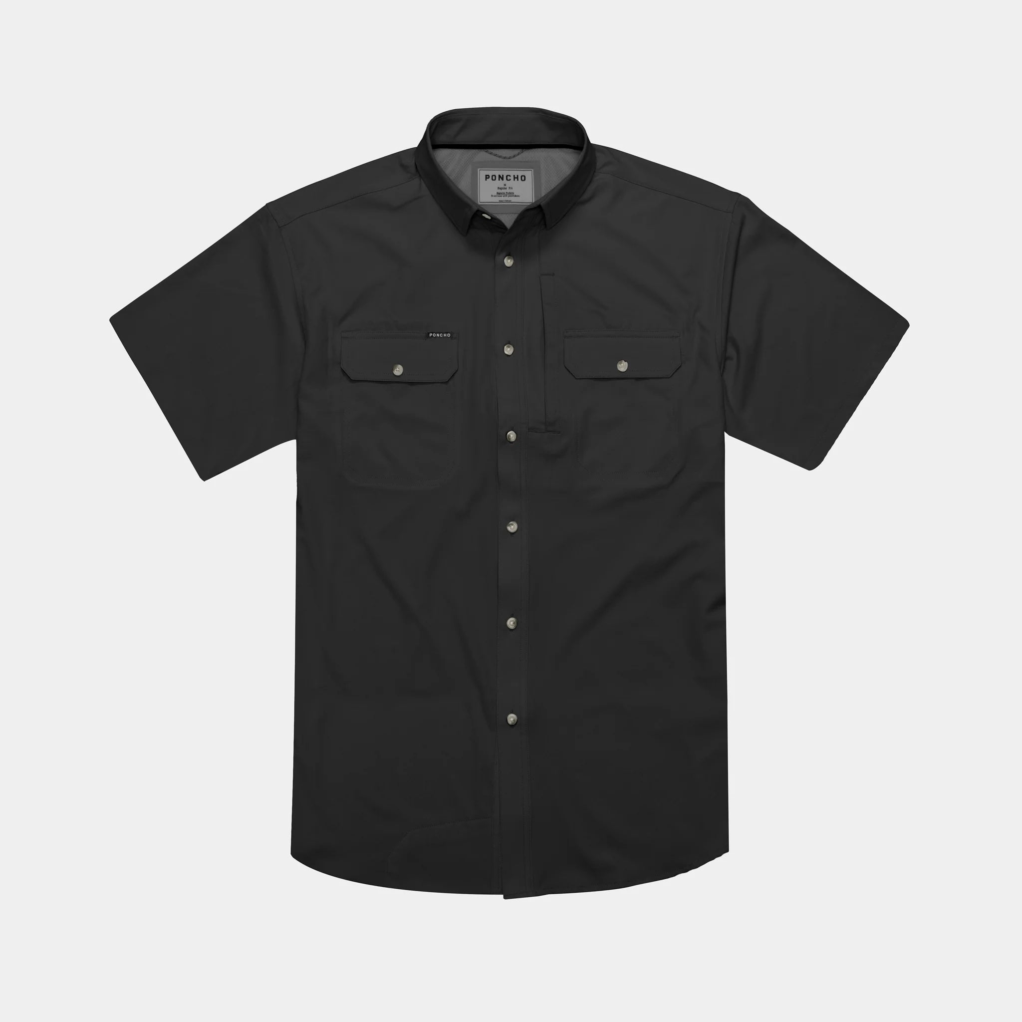 Men's Poncho Black Button Up Shirt- Burntend - Crazy House Western Wear