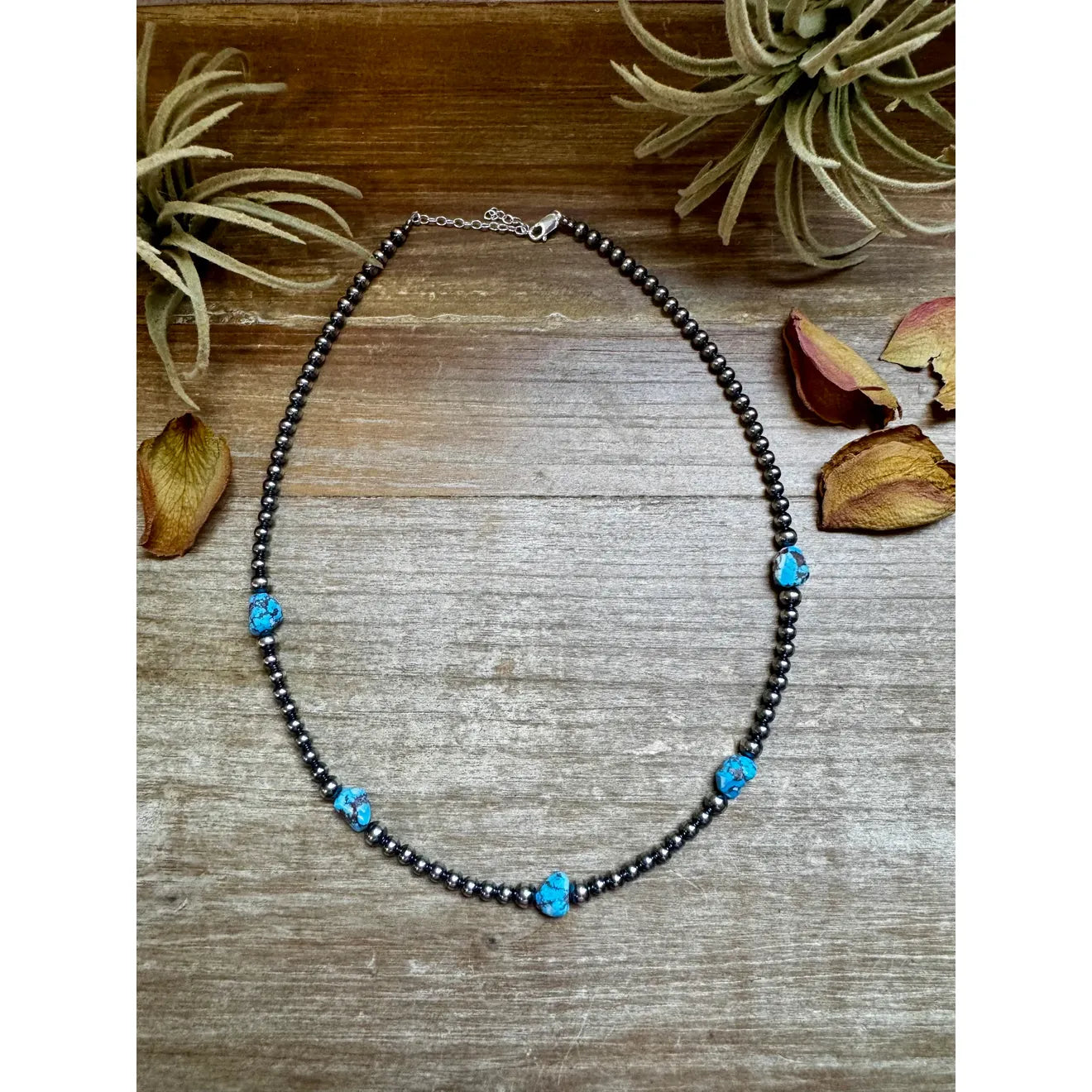 Bijoux Fab Golden Hill Turquoise & Sterling Silver Pearl Necklace GOLDENHILL-034