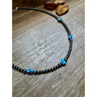 Bijoux Fab Golden Hill Turquoise & Sterling Silver Pearl Necklace GOLDENHILL-034
