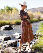 Cruel Denim Women's Burgundy Tack Print Midi Skirt CBU7550001