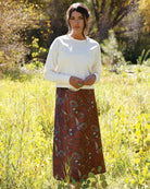 Cruel Denim Women's Burgundy Tack Print Midi Skirt CBU7550001