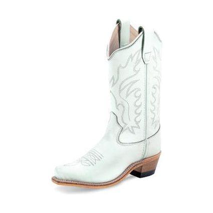 Kid's Old West 8" White Cowhide Boots CF8225 - Crazy House Western Wear