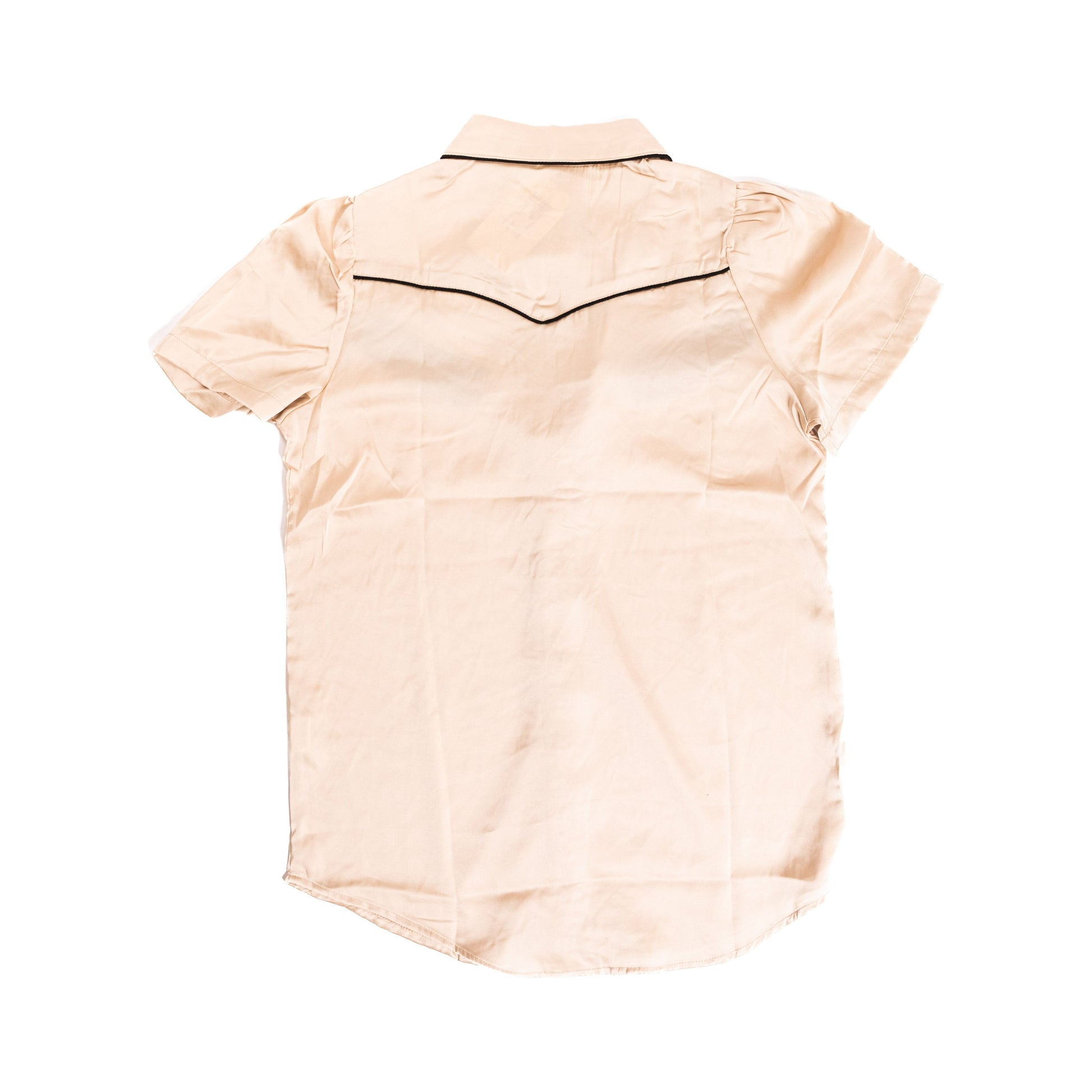 Women's Howdy Hanny Tan Satin Pearl Snap Shirt - Crazy House Western Wear