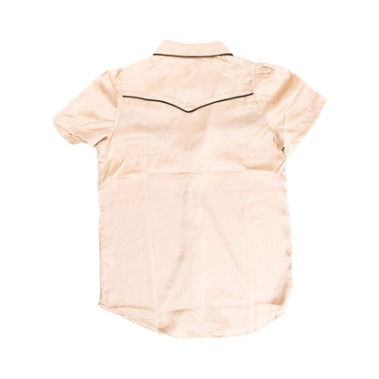 Women's Howdy Hanny Tan Satin Pearl Snap Shirt - Crazy House Western Wear