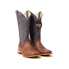 Men's Top Hand Rum Brown Smooth Ostrich with 13" Blue Jean Suede Tops HP8074 - Crazy House Western Wear