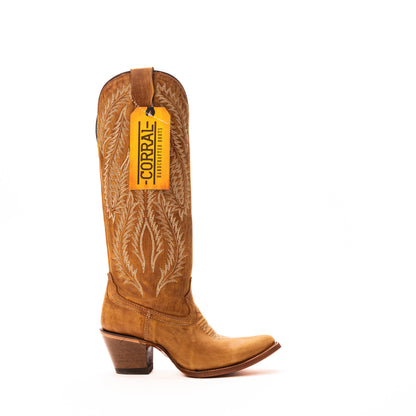 Women's Corral Tan Snip Toe Cowboy Boot 15" A4216 - Crazy House Western Wear