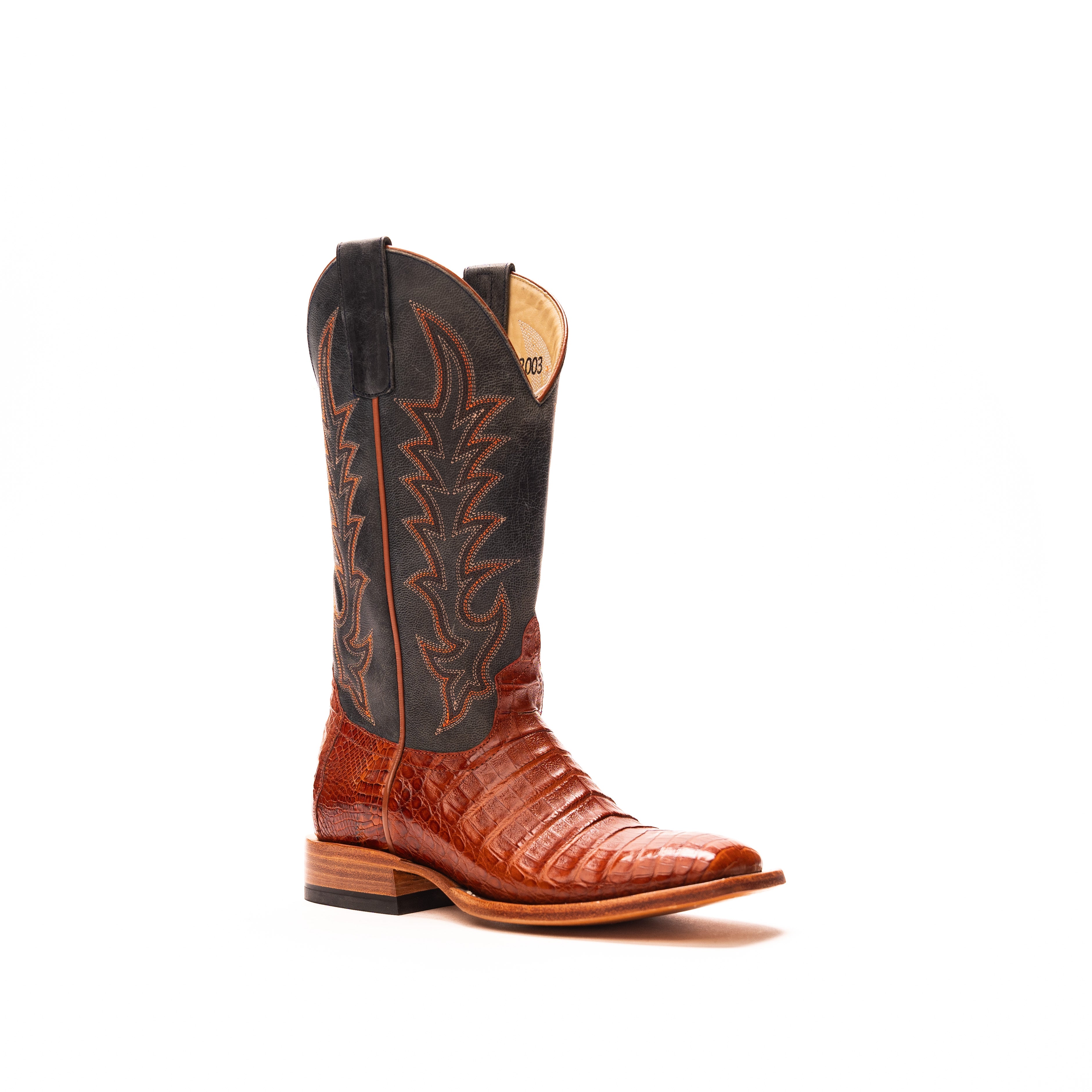 Women's Macie Bean Brandy Caiman Belly with 12" Blue Mad Dog Top M2003 - Crazy House Western Wear