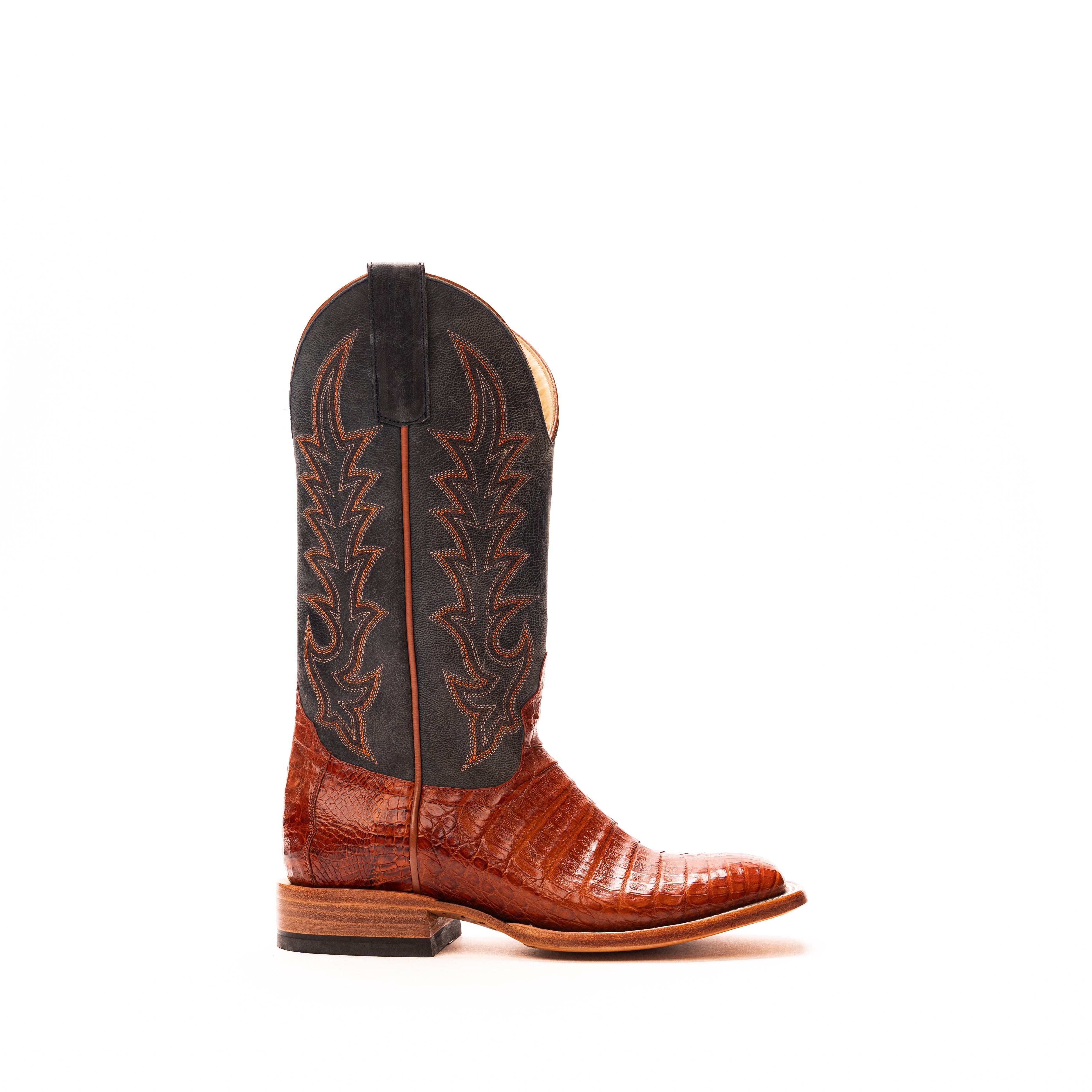 Women's Macie Bean Brandy Caiman Belly with 12" Blue Mad Dog Top M2003 - Crazy House Western Wear