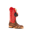 Women's Macie Bean Cigar Matte Big Bass with 12" Red Sinsation Top M2007 - Crazy House Western Wear