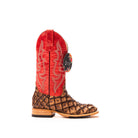 Women's Macie Bean Cigar Matte Big Bass with 12" Red Sinsation Top M2007 - Crazy House Western Wear