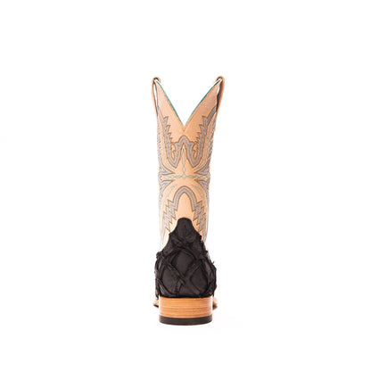 Women's Macie Bean Black Matte Big Bass with 12" Bleached Bone Top M2034 - Crazy House Western Wear