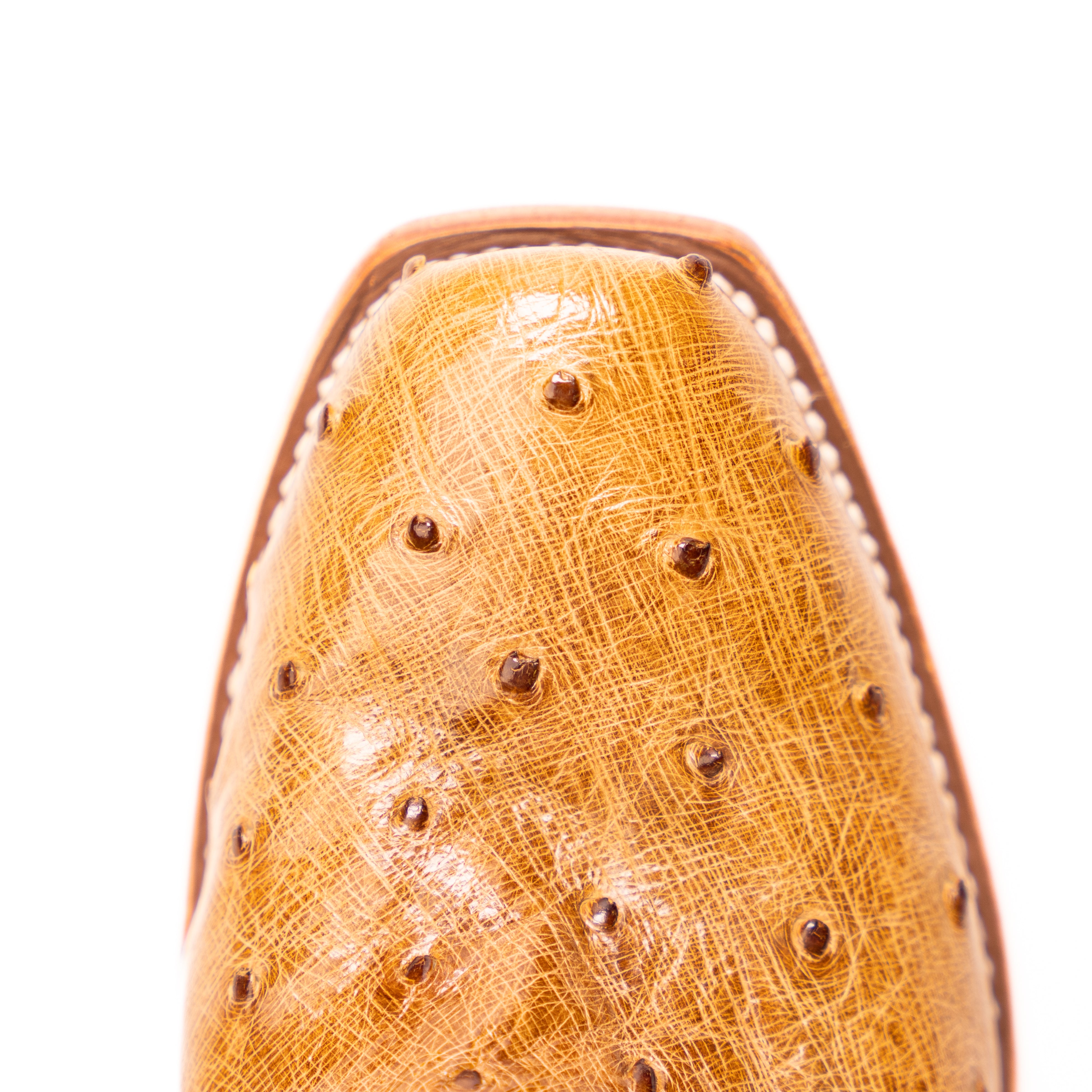 Women's Macie Bean Antique Saddle Full Quill Ostrich with 13" Navy Explosion Top M9503 - Crazy House Western Wear