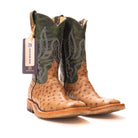 Anderson Bean Tan Full Quill Ostrich with 13" Green Tops - Crazy House Western Wear