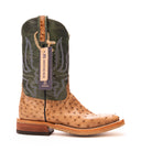 Anderson Bean Tan Full Quill Ostrich with 13" Green Tops - Crazy House Western Wear