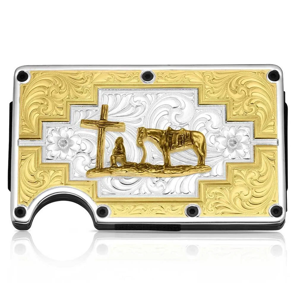 Men's Montana Silversmiths Santa Fe Sunrise Credit Card & Cash Case with Praying Cowboy CRCARD6173-731M