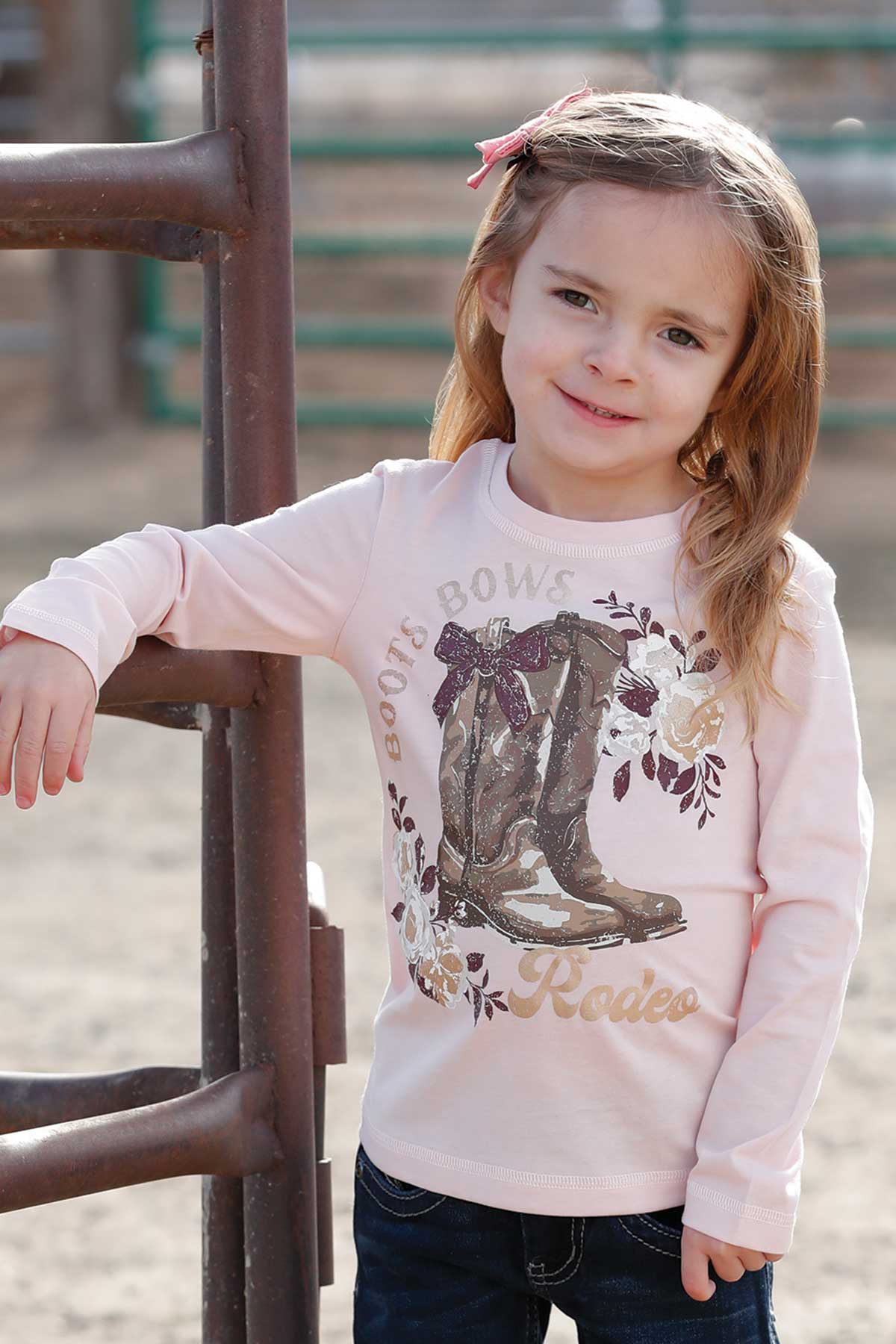 Girl's Cinch Light Pink "Boots & Bows" T-shirt CTK8860006