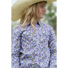 Girl's Cruel Long Sleeve Lilac Paisley Printed Snap Shirt CTW3230055