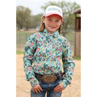 Girl's Cruel Denim Light Blue Long Sleeve Western Print Snap Shirt CTW3370032