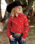Cruel Denim Girl's Long Sleeve Red Floral Western Snap Shirt CTW3370033