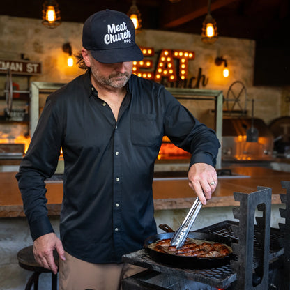 Men's Poncho "The Cast Iron" Black Long Sleeve Button Up Shirt 