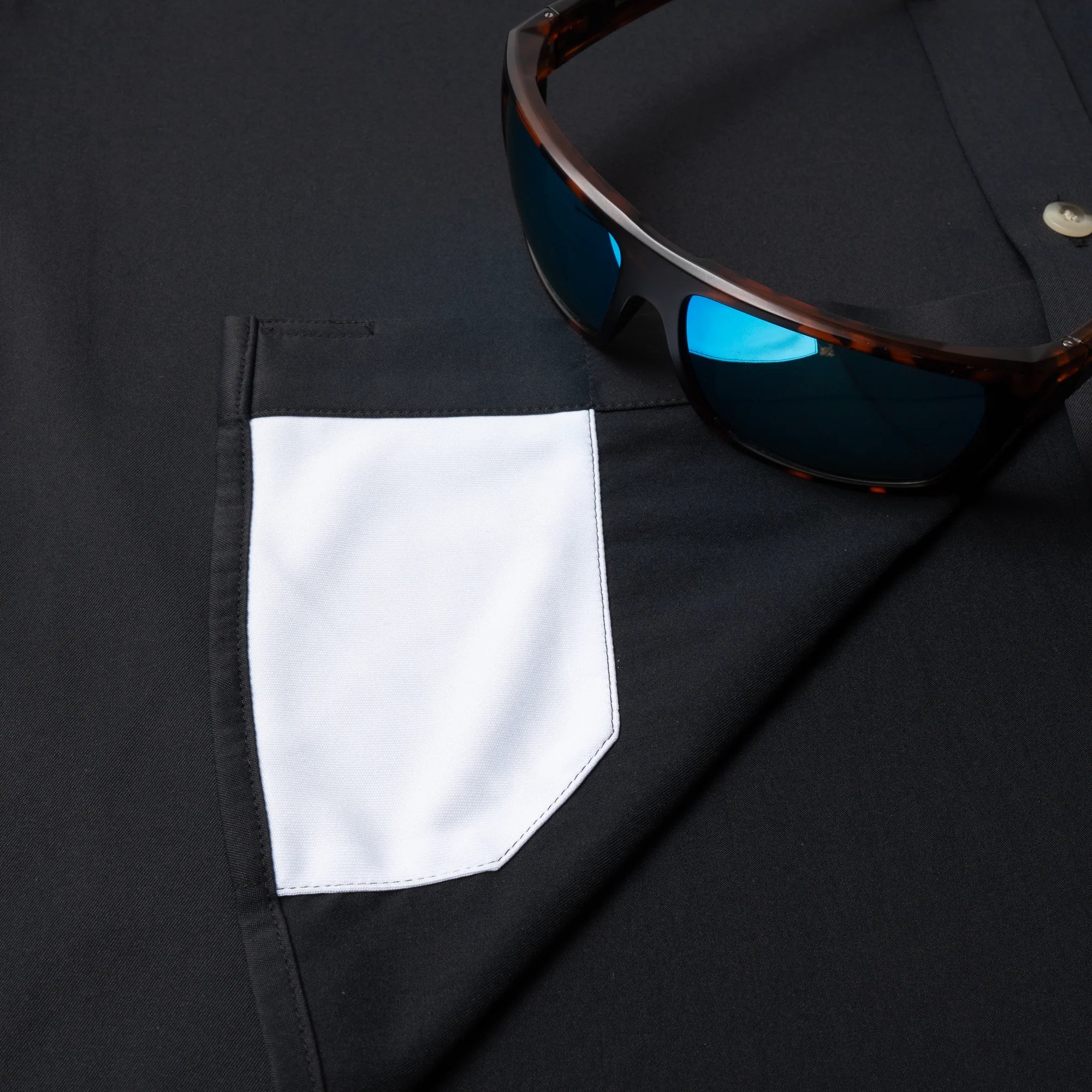 Men's Poncho Black "The Smokestack" Short Sleeve Button Up 