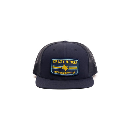 Crazy House Unisex Navy Flatbill Cap with Outfitter Patch - Crazy House Western Wear